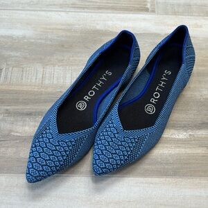Rothy's Lapis Python Points Snake Print Two Tone Pointy Toe Shoes, size 7